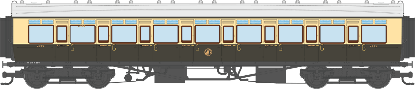 4P-021-301 GWR Corridor Toplight 1935 Chocolate & Cream Roundel All Third 2580