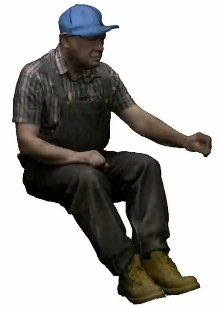 N Gauge - North American - Seated Engineer using Regulator - Right Hand Raised