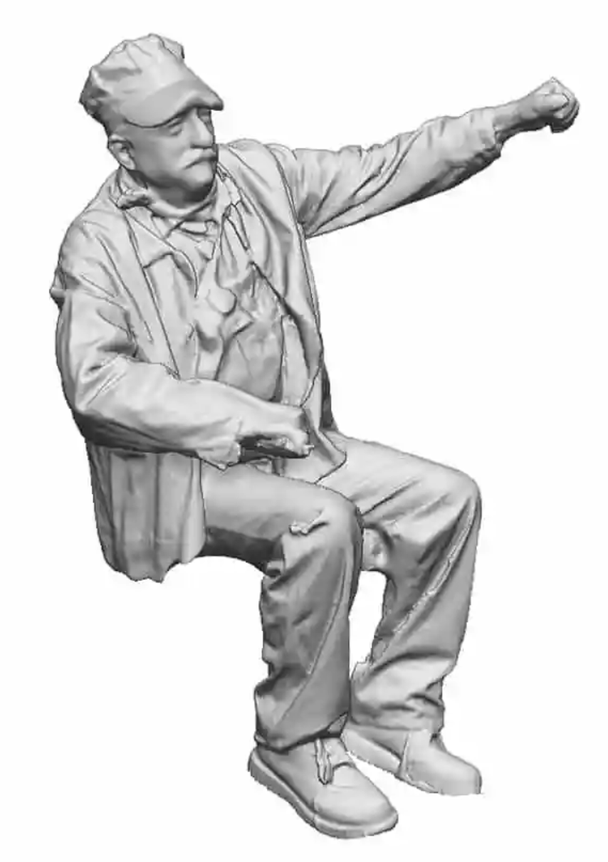 N Gauge - North American - Seated Engineer using Throttle - Right Hand Raised