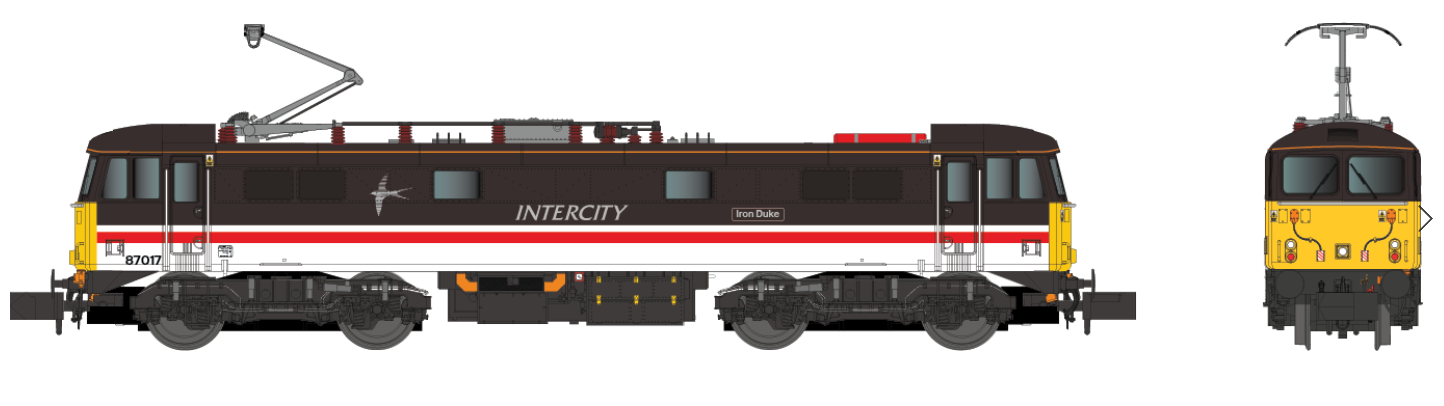 Class 87 Iron Duke 87017 Intercity Swallow Electric Locomotive - DCC Fitted