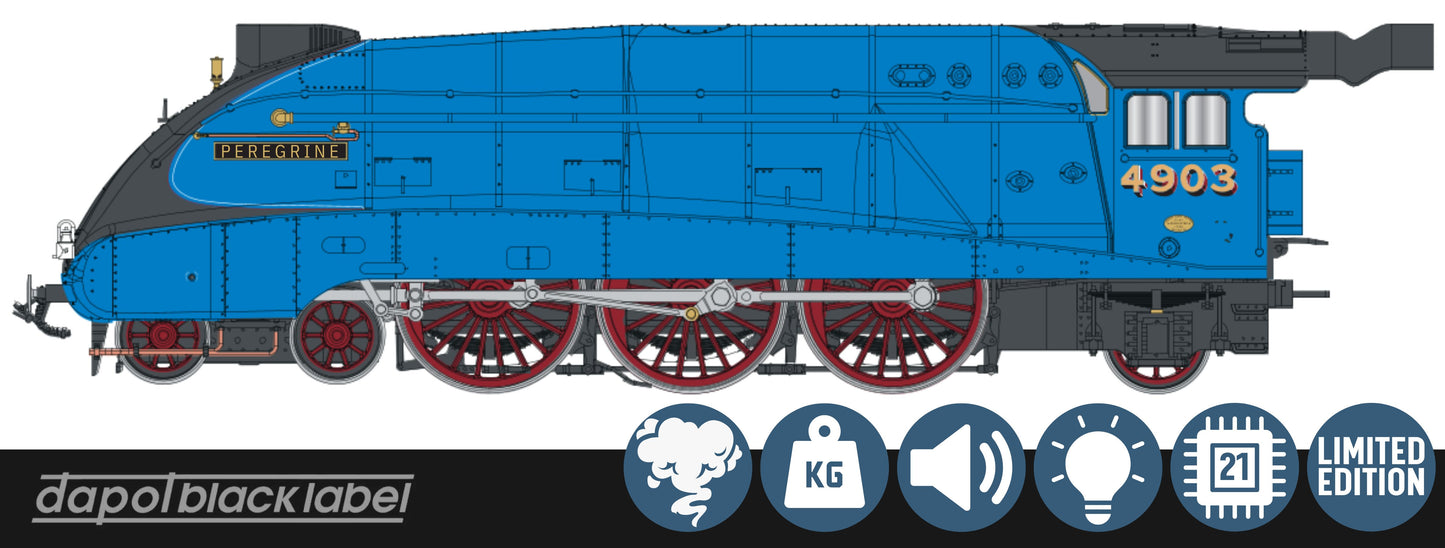 Black Label Class A4 Peregrine LNER Garter Blue Valanced 4-6-2 No.4903 Steam Locomotive - DCC Sound & Smoke