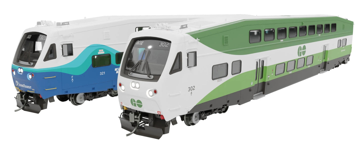 1110001 BiLevel Commuter Car: GO Transit - Late: Set #4 (Cab: 227 Coaches: 2406, 2436)