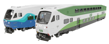 1110001 BiLevel Commuter Car: GO Transit - Late: Set #4 (Cab: 227 Coaches: 2406, 2436)