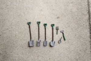 Garden Tools Pack - Spades Shovels Forks - GREEN - 7pcs