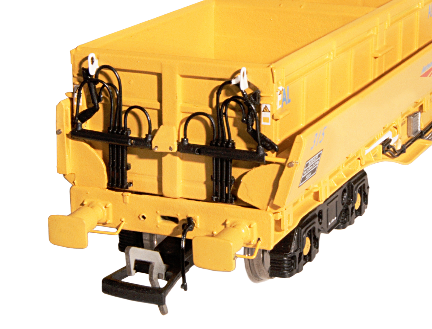 Set of 5 MRA Side Tipping Ballast Wagon Network Rail Yellow