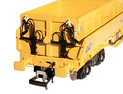 Set of 5 MRA Side Tipping Ballast Wagon Network Rail Yellow