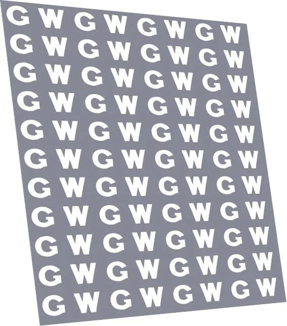 RT-2-4222 RAILTEC 2-4222 GWR 25" GW brandings for freight vehicles (1904-1921)