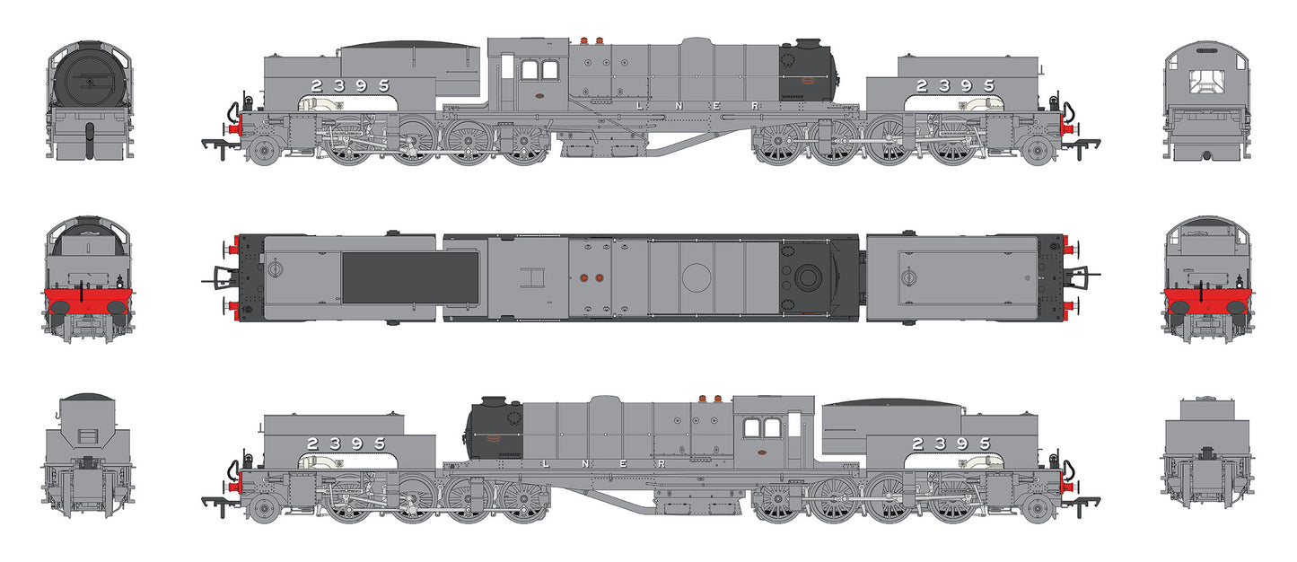 LNER Class U1 2-8-0 0-8-2T Beyer Garratt LNER Stockton & Darlington Centenary Cavalcade Grey No.2395 Steam Locomotive - DCC Sound