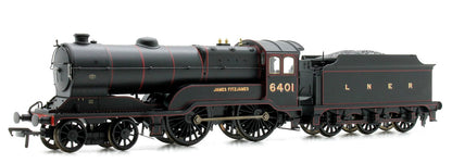 Pre-Owned Class D11/2 'James Fitzjames' LNER Black 4-4-0 Locomotive 6401 - DCC Fitted