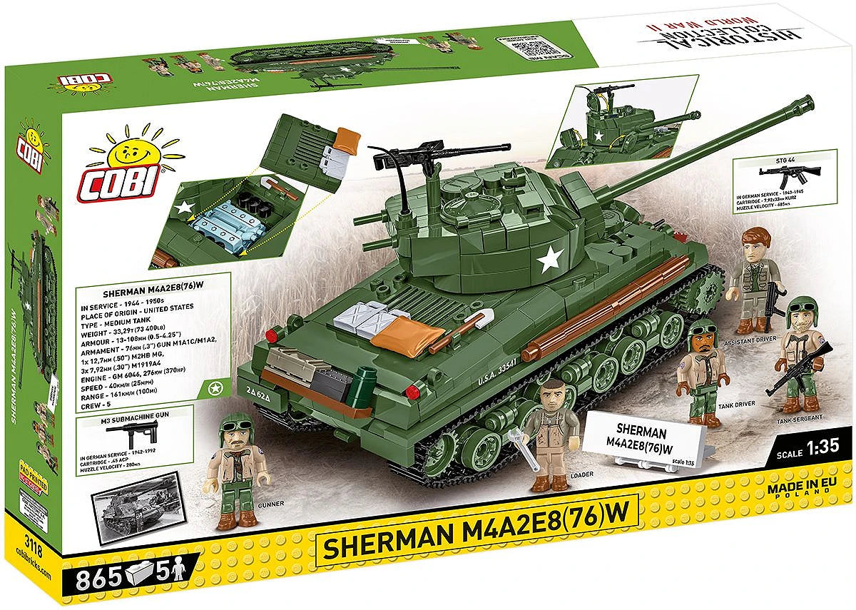 Sherman M4A2E8(76) WWII (880 pcs) Model Kit