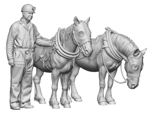 31304-076 OO Gauge - Pets, Wildlife & Livestock - Pit Ponies and Miner