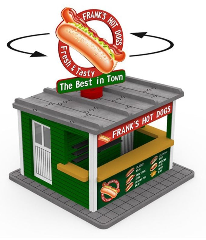 O Scale Hot Dog Booth w/Rotating Banner and Illumination