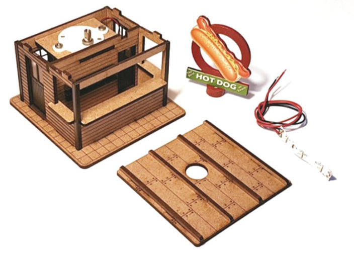 O Scale Hot Dog Booth w/Rotating Banner and Illumination