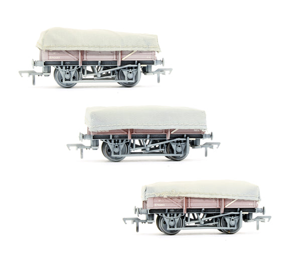Pre-Owned Set Of 3 China Clay Wagons With Flat Hoods BR Bauxite (Weathered)