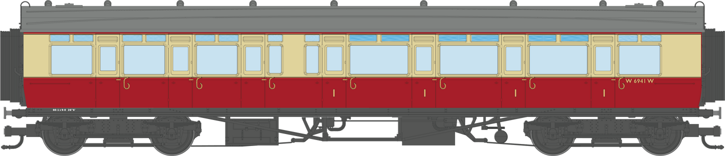 4P-021-603 GWR Corridor Toplight BR Crimson & Cream Composite RH W6941W