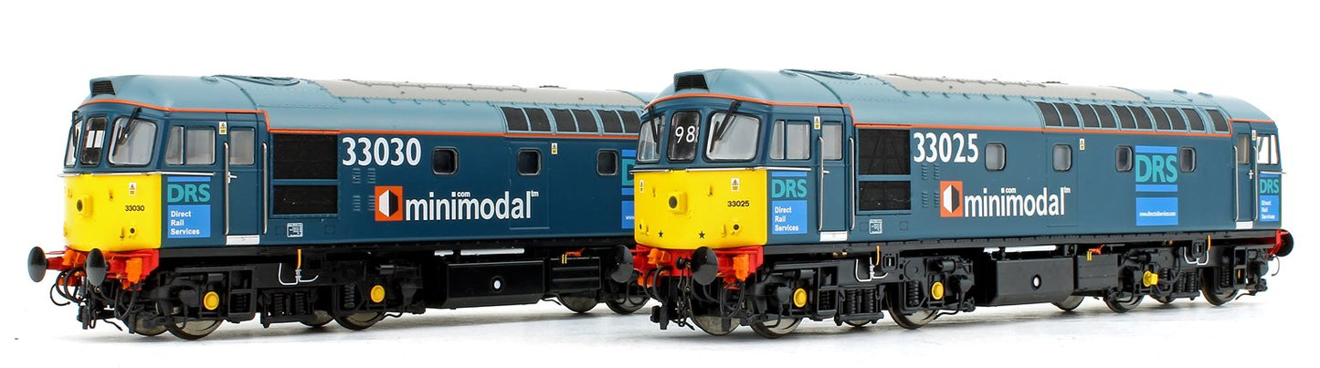 Pre-Owned Class 33/0 V3 (33025 + 33030) DRS Minimodal Locomotive Twin Pack - DCC Fitted