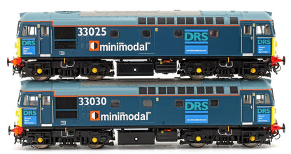 Pre-Owned Class 33/0 V3 (33025 + 33030) DRS Minimodal Locomotive Twin Pack - DCC Fitted