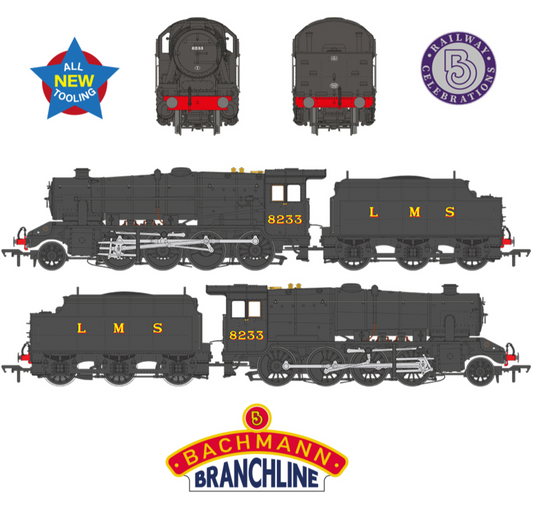 LMS 8F with Riveted Tender 8233 LMS Black Steam Locomotive