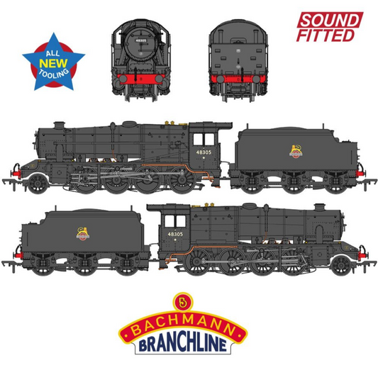 LMS 8F with Welded Tender 48305 BR Black (Early Emblem) Steam Locomotive - DCC Sound