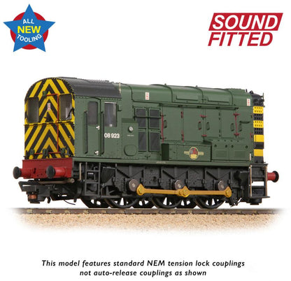 Class 08 08923 BR Green (Wasp Stripes) Diesel Locomotive - DCC Sound & Weathered