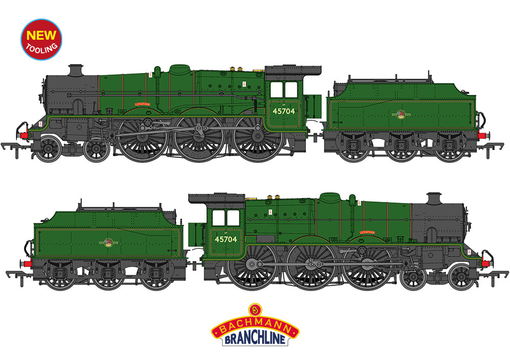 LMS Jubilee with Riveted Fowler Tender 45704 'Leviathan' BR Lined Green (Late Crest) Steam Locomotive