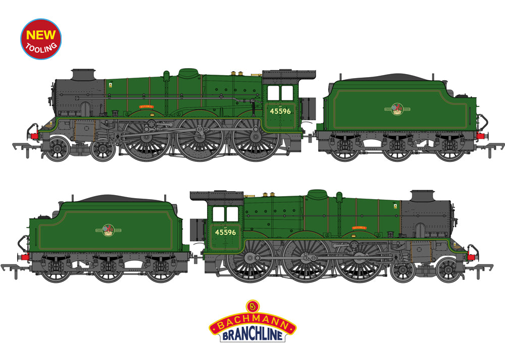 LMS Jubilee with Double Chimney & Welded Stanier Tender 45596 'Bahamas' BR Lined Green (Late Crest) (PRESERVED) Steam Locomotive