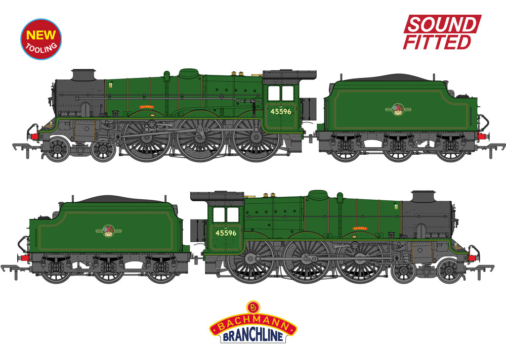LMS Jubilee with Double Chimney & Welded Stanier Tender 45596 'Bahamas' BR Lined Green (Late Crest) (PRESERVED) Steam Locomotive - DCC Sound