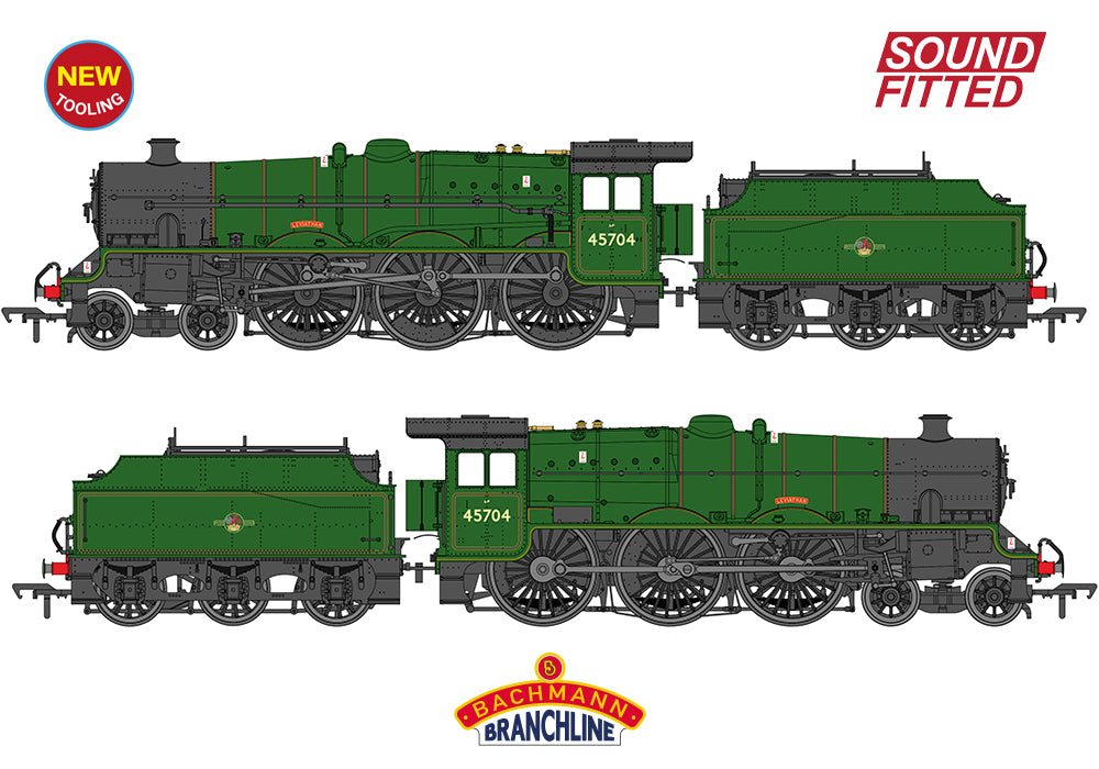 LMS Jubilee with Riveted Fowler Tender 45704 'Leviathan' BR Lined Green (Late Crest) Steam Locomotive - DCC Sound