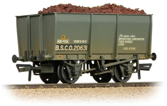 16T Steel Slope-Sided Tippler Mineral Wagon BSC Grey B.S.C.O.20631 (with Load) - Weathered