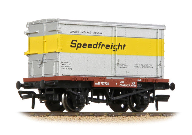 37-990A Conflat Wagon BR Bauxite (Early) with 'Speedfreight' BA Container