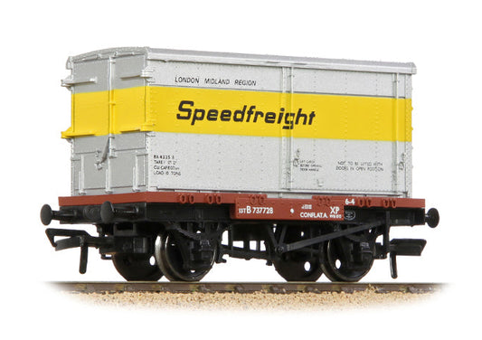 37-990A Conflat Wagon BR Bauxite (Early) with 'Speedfreight' BA Container NO.B737728
