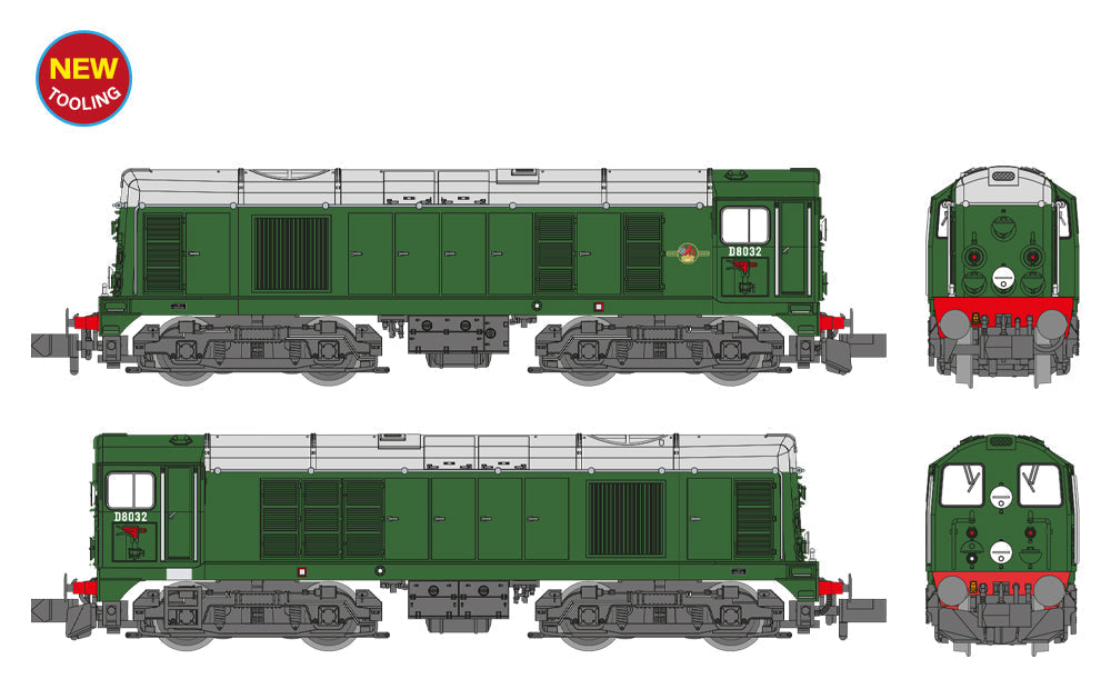 Class 20/0 Disc Headcode & Tablet Catcher D8032 BR Green (Late Crest) Diesel Locomotive