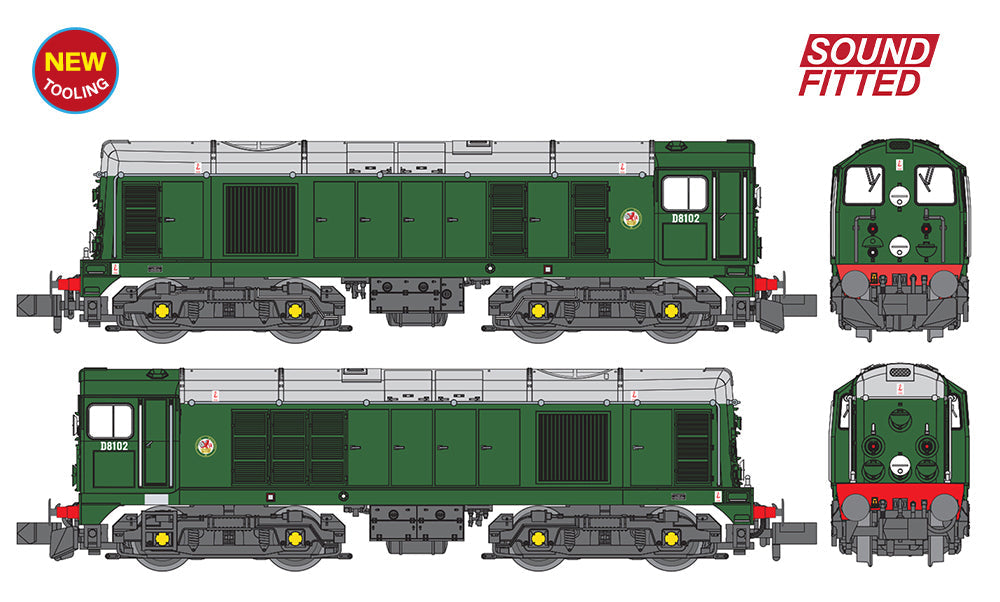 Class 20/0 Disc Headcode & Tablet Catcher Recess D8102 BR Green (Roundel) Diesel Locomotive - DCC Sound