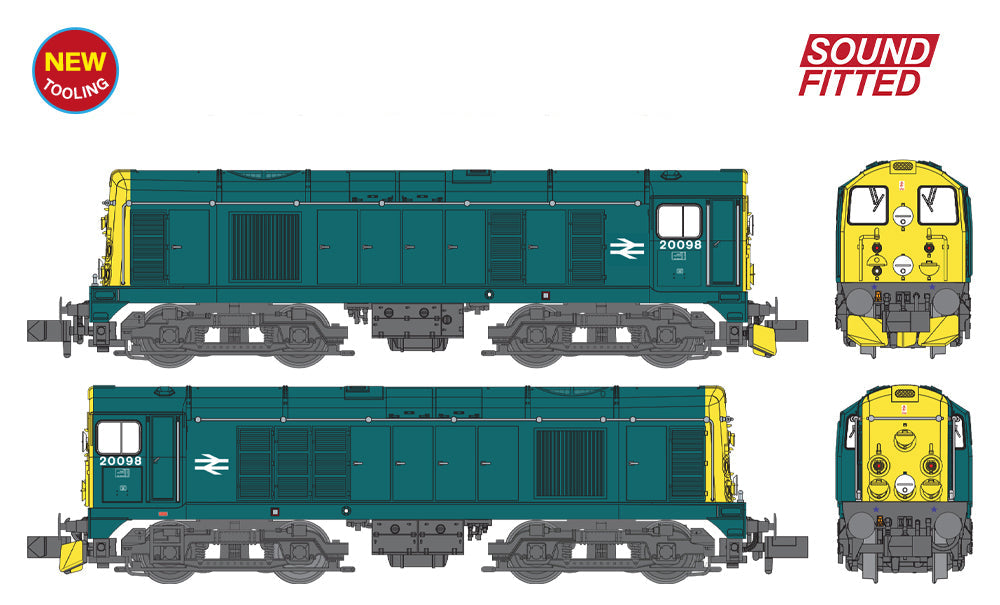 Class 20/0 Disc Headcode & Tablet Catcher Recess 20098 BR Blue Diesel Locomotive - DCC Sound
