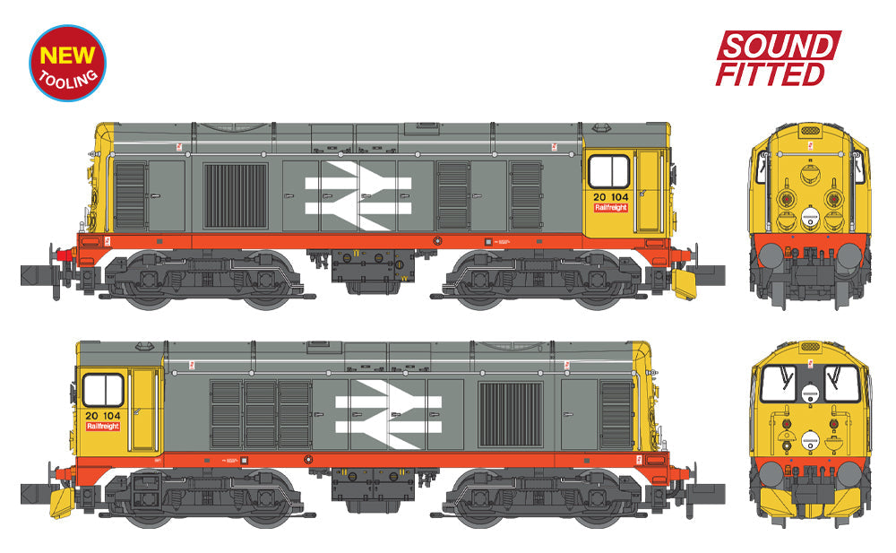 Class 20/0 Disc Headcode 20104 BR Railfreight (Red Stripe) Diesel Locomotive - DCC Sound