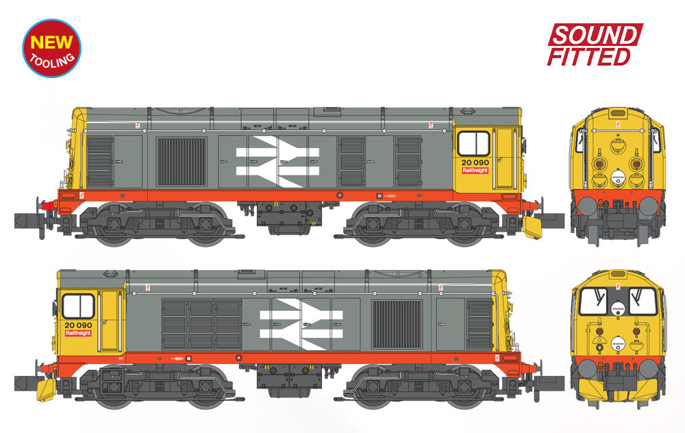 Class 20/0 Disc Headcode 20090 BR Railfreight (Red Stripe) Diesel Locomotive - DCC Sound
