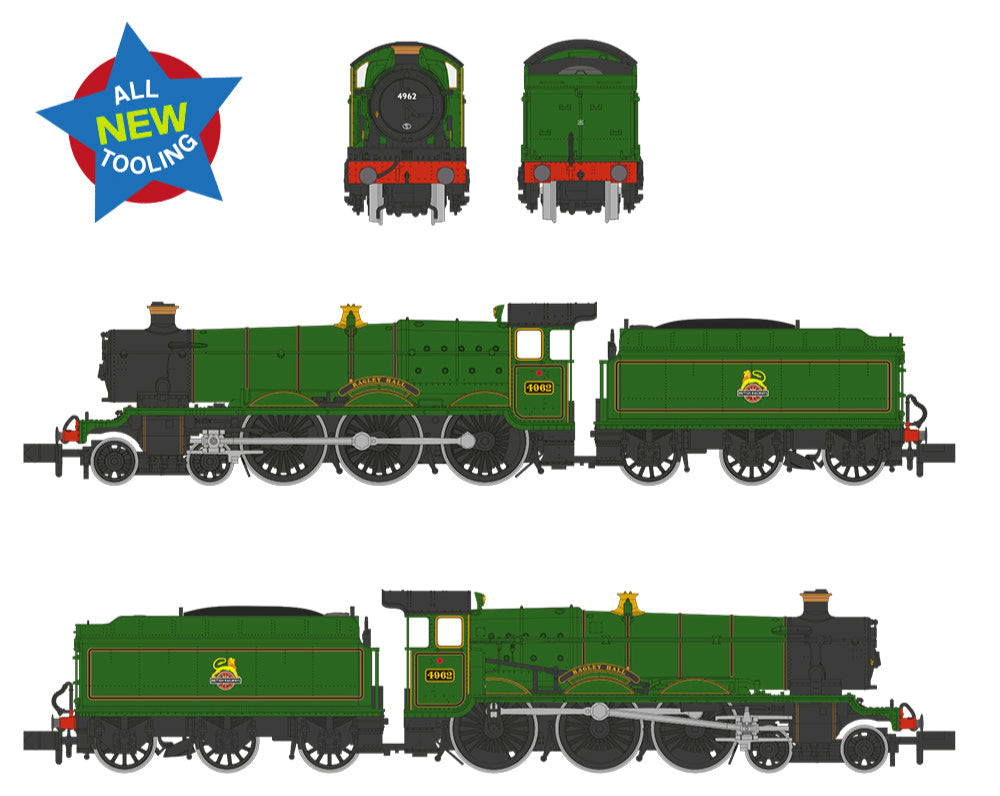 GWR 49XX 'Hall' 4962 'Ragley Hall' BR Lined Green (Early Emblem) Steam Locomotive