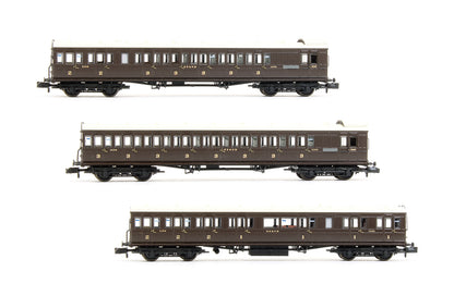 Pre-Owned Set Of 3 SE&CR 60' Birdcage Coaches Wellington Brown