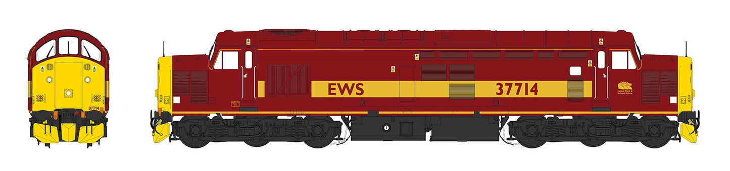 Class 37/7 EWS Red/Gold 37714 Diesel Locomotive