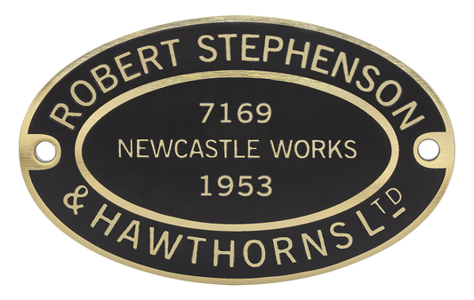 Robert Stephenson & Hawthorns Worksplate Third Size Replica - 7169 Mech Navvies