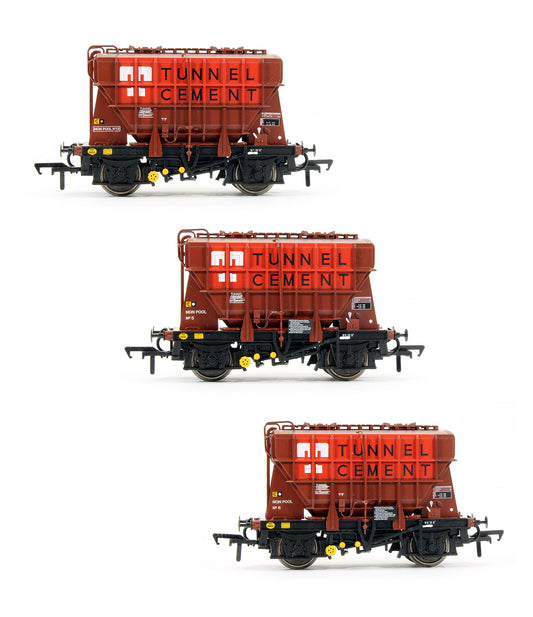 Pre-Owned 38-285 Set Of 3 Presflo 22T Cement Wagons Tunnel Cement