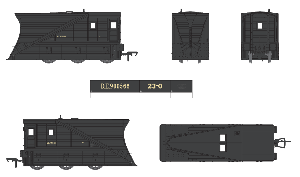 Pair of 2 NER Snowploughs DE900565 & DE900566 BR Departmental Black