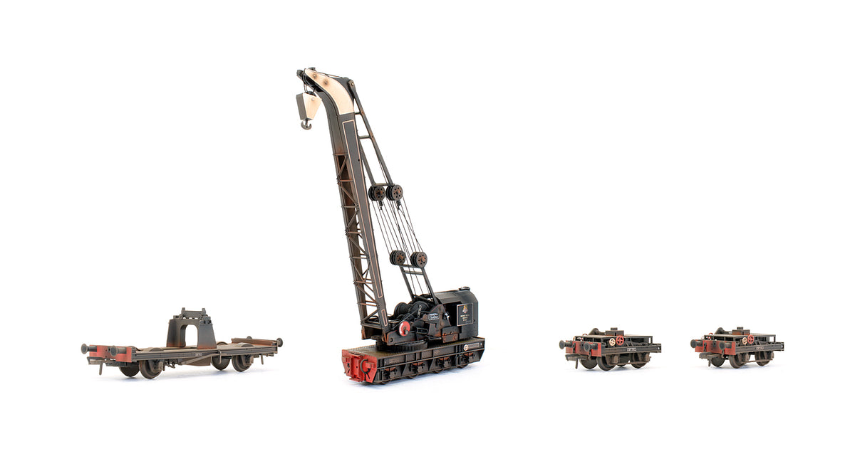 Pre-Owned 38-802 Ransomes & Rapier 45T Steam Breakdown Crane BR Lined Black Early emblem No.122 - Custom Weathered