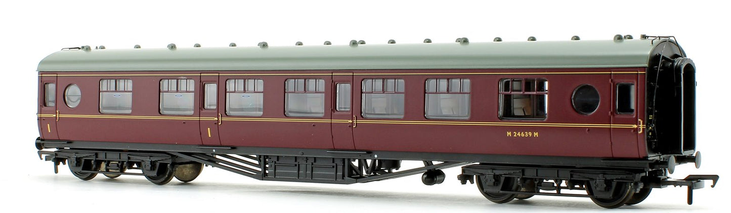 Pre-Owned LMS 60 ft Porthole Corridor Composite BR Maroon Coach M24639M