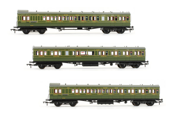 Pre-Owned Rake of 3 SE&CR Southern Railway Olive Green 60' Birdcage Coaches