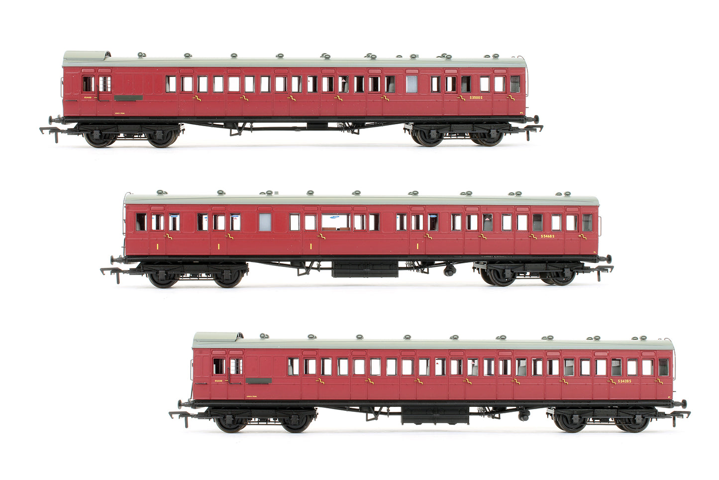 Pre-Owned Rake of 3 SE&CR BR Crimson 60' Birdcage Coaches