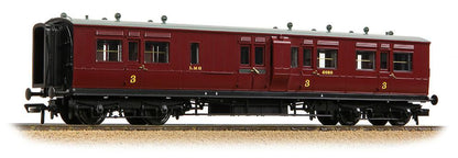 LNWR 50ft Arc Roof Brake Third Corridor LMS Crimson Lake No.6080