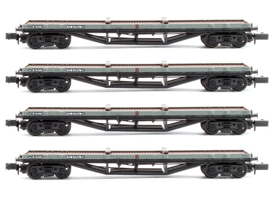 Set of 4 30T 'Bogie Bolster C' Wagons BR Grey with load No. B944226