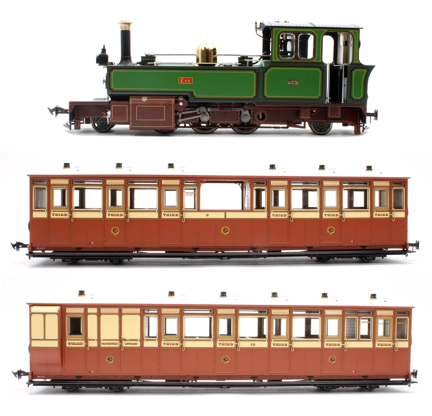 Set of 3 Lynton & Barnstaple Manning Wardle Steam Locomotive & Coaches