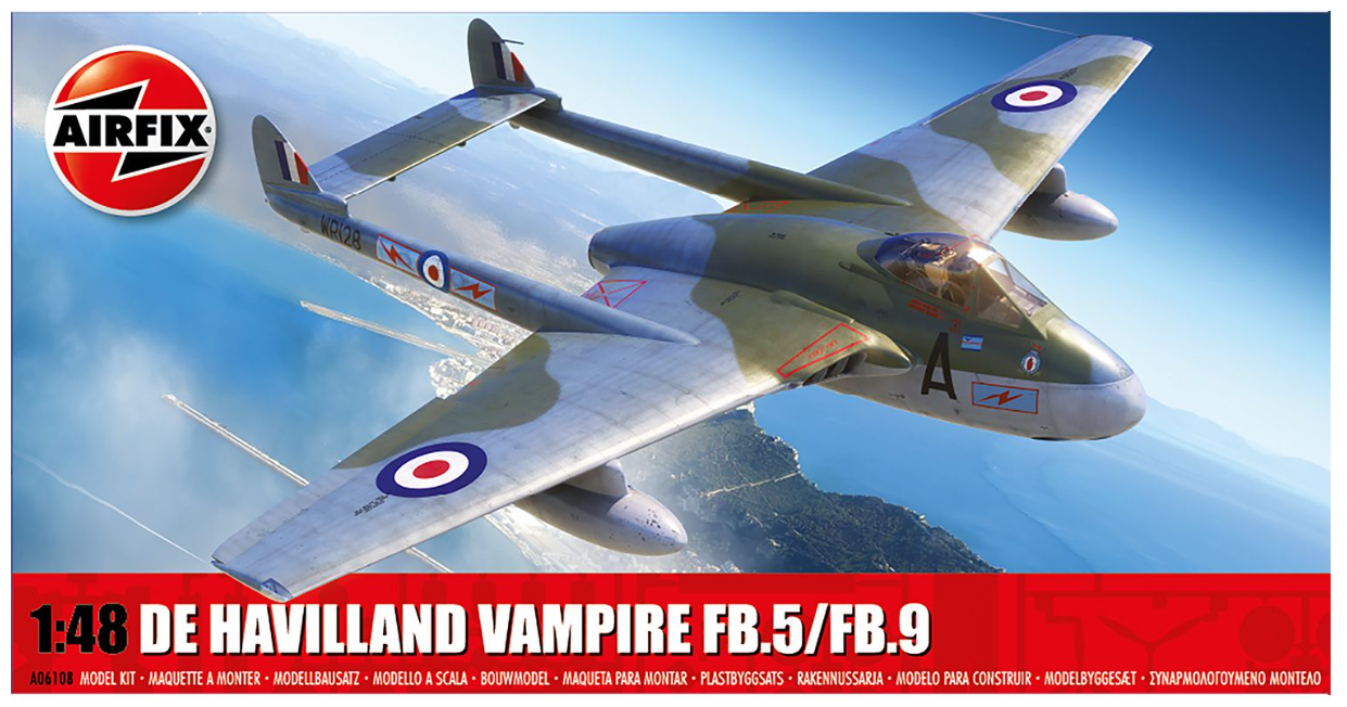 Airfix A06108 de Havilland Vampire FB.5/FB.9 Model Kit – Rails